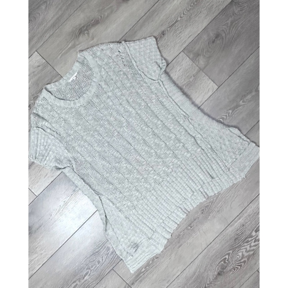 Easel Mix Knit Oversized Short Sleeve Sweater Oatmeal Beige